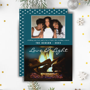 Modern Fireplace Fire Wood Cosy Christmas Photo Card