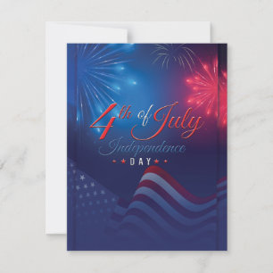 Modern fireworks fourth of July Holiday Card
