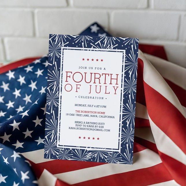 Modern Fireworks Fourth of July Party Invitation (Creator Uploaded)