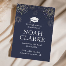 Modern Fireworks Graduation Announcement