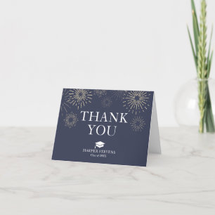 Modern Fireworks Graduation Blank Thank You Card