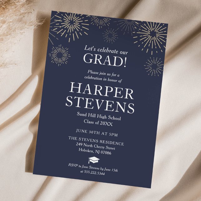 Modern Fireworks Graduation Party Invitation (Creator Uploaded)