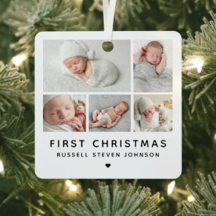 Modern First Christmas 5 Photos Metal Tree Decoration
