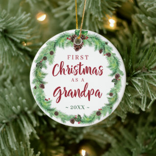 Modern FIRST CHRISTMAS AS A GRANDPA Photo Ceramic Tree Decoration