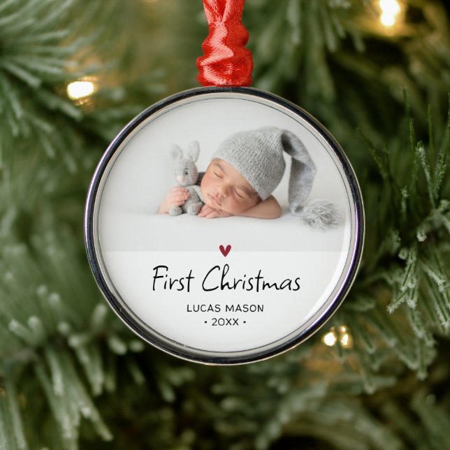 Modern First Christmas Baby Photo Metal Tree Decoration (Tree)