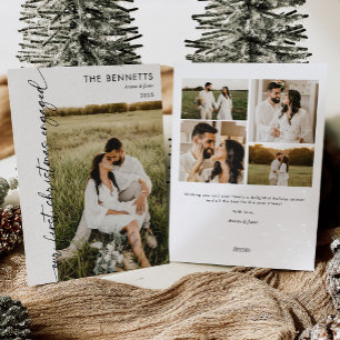 Modern First Christmas Engaged Photo Christmas Holiday Card