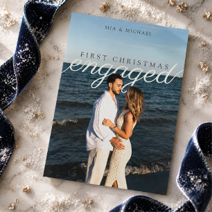 Modern First Christmas Engaged Photo Holiday Card