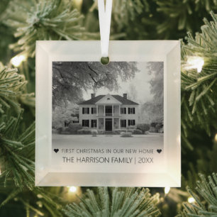 Modern First Christmas In Our New Home Photo Glass Tree Decoration