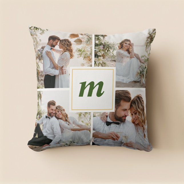 Modern First Christmas Married Couple Photo Cushion (Modern First Christmas Married Couple Photo Throw Pillow)