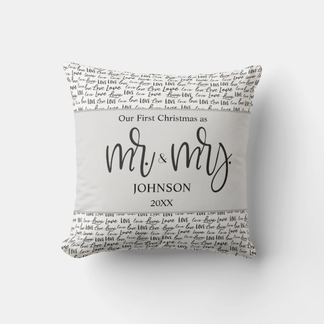 Modern First Christmas Married love wedding gift  Cushion (Front)