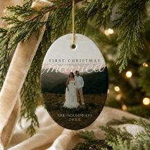 Modern First Christmas Married Newlywed Photo