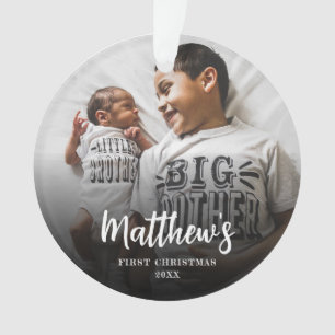 Modern First Christmas Photo Acrylic Ornament