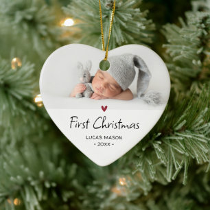 Modern First Christmas Photo Baby Ceramic Tree Decoration