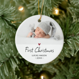 Modern First Christmas Photo Baby Ceramic Tree Decoration