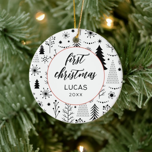 Modern First Christmas Photo Baby Ceramic Tree Decoration (Tree)