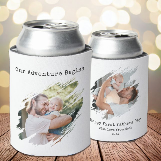 Modern First Fathers Day 2 Photo Can Cooler (Creator Uploaded)