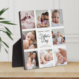 Modern First Father's Day Baby Photo Collage  Plaque