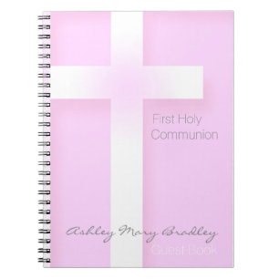 Modern First Holy Communion in Pink Guest Book