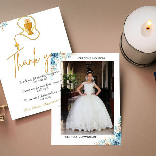 Modern first holy communion thank you card