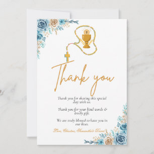 Modern  first holy communion thank you note 