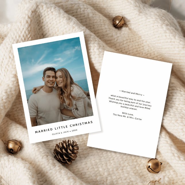Modern First Married Little Christmas Beach Photo Holiday Card (Creator Uploaded)
