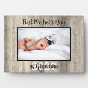 Modern First Mother's Day as Grandma Photo Wood Plaque