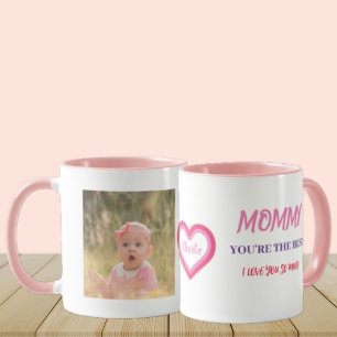 Modern First Mother's Day Cute MOMMY Script Photo  Mug