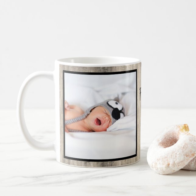 Modern First Mother's Day Grandma Wood Photo Coffee Mug (With Donut)