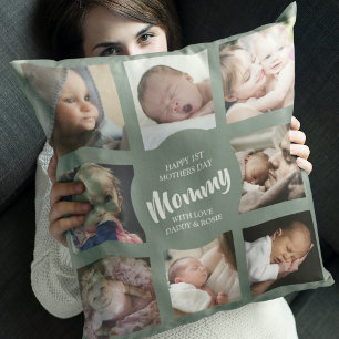 Modern   First Mothers Day   Photo Collage Cushion