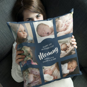 Modern   First Mothers Day   Photo Collage Cushion