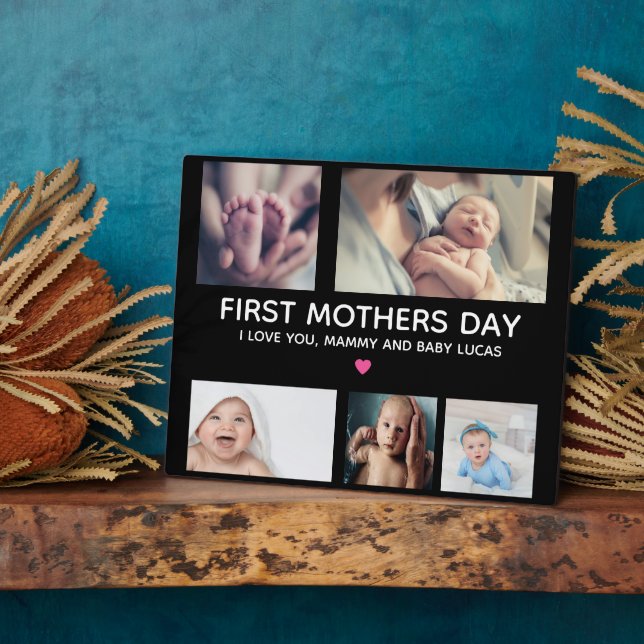 Modern First Mother's Day photo collage Keepsake  Plaque (Side)