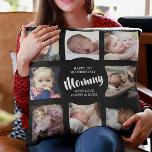Modern   First Mothers Day   Photo Collage Throw P Cushion