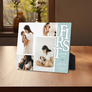 Modern FIRST Mother's Day Picture Collage Keepsake Plaque