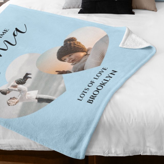 Modern First Time Mama | 2 Heart Photo Fleece Blan (Creator Uploaded)