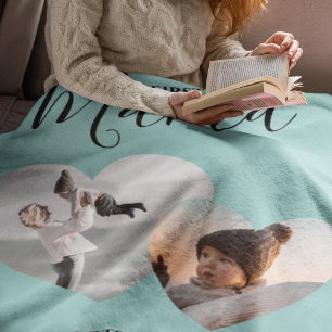 Modern First Time Mama   2 Heart Photo Fleece Blanket