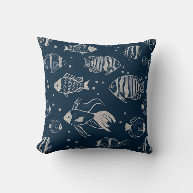 Modern Fish Drawing Accent Pillow (Front)