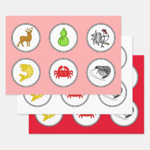 Modern Fish Prawn Crab Dice Game Betting Mats Wrapping Paper Sheet