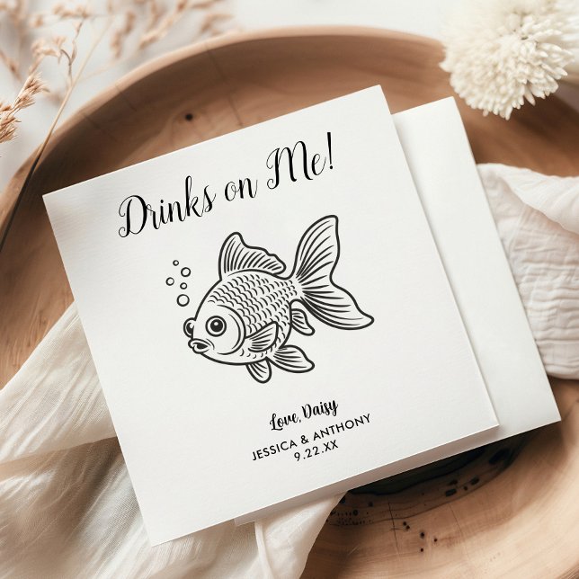 Modern Fish Wedding Cocktail Napkins  (Creator Uploaded)