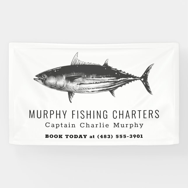 Modern Fishing Charter Boat Captain Banner (Horizontal)