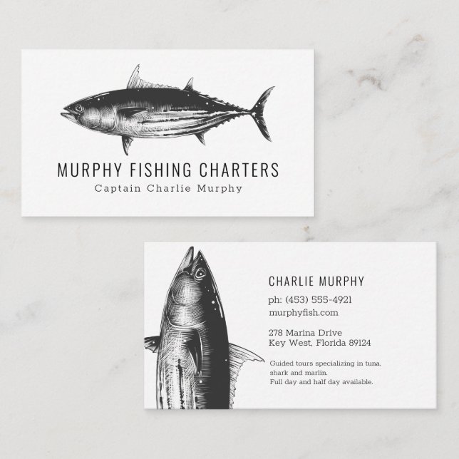 Modern Fishing Charter Boat Captain Business Card (Front/Back)