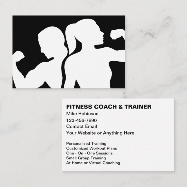 Modern Fitness Coach And Trainer Business Card (Front/Back)