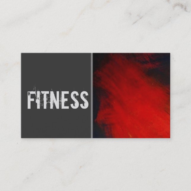 Modern Fitness Grey Red Abstract Business Card (Front)