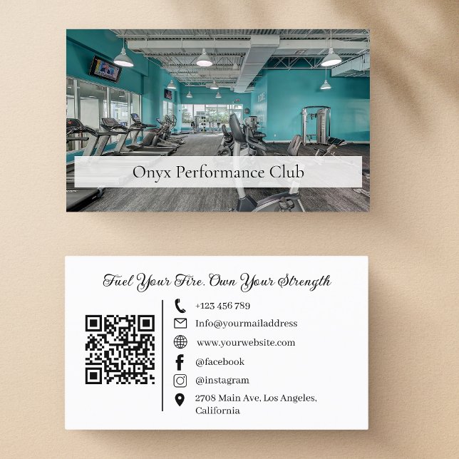  Modern Fitness Gym Trainer Social Media QR Code Business Card (Creator Uploaded)