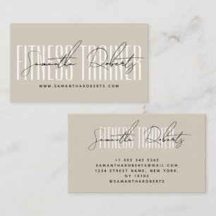 Modern fitness personal trainer beige business card