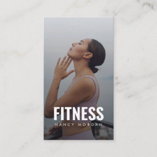 Modern Fitness Photo QR Code Personal Trainer Business Card