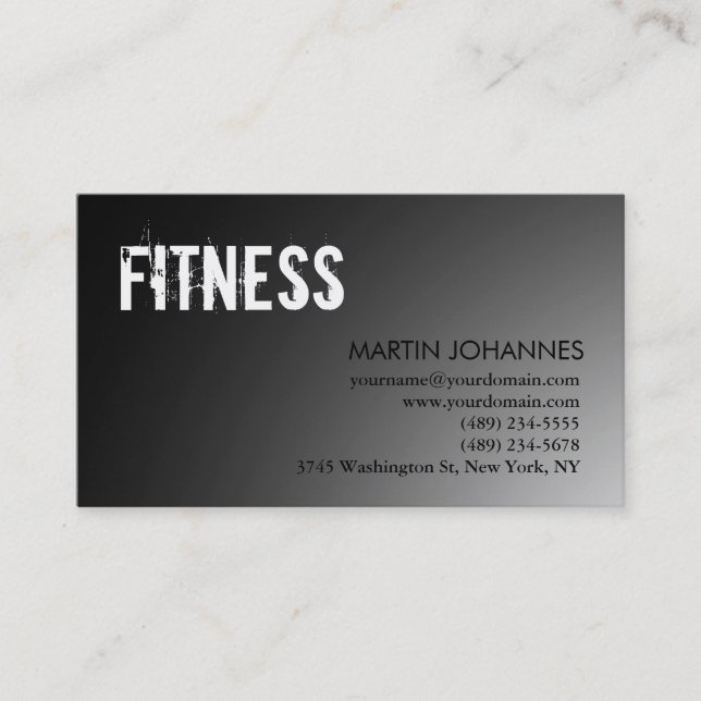Modern Fitness Sport Grey Business Card (Front)