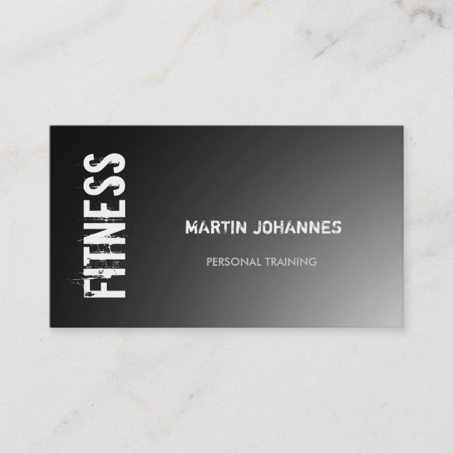 Modern Fitness Sport Grey Business Card (Front)