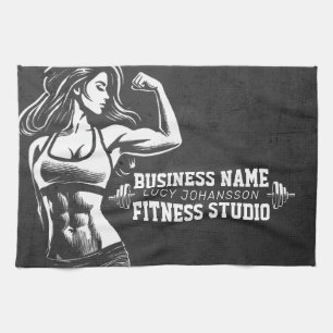 Modern Fitness Trainer Bodybuilding Gym Instructor Tea Towel