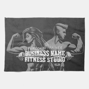 Modern Fitness Trainer Bodybuilding Gym Instructor Tea Towel