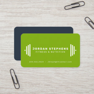 Modern fitness trainer coach bright green blue business card